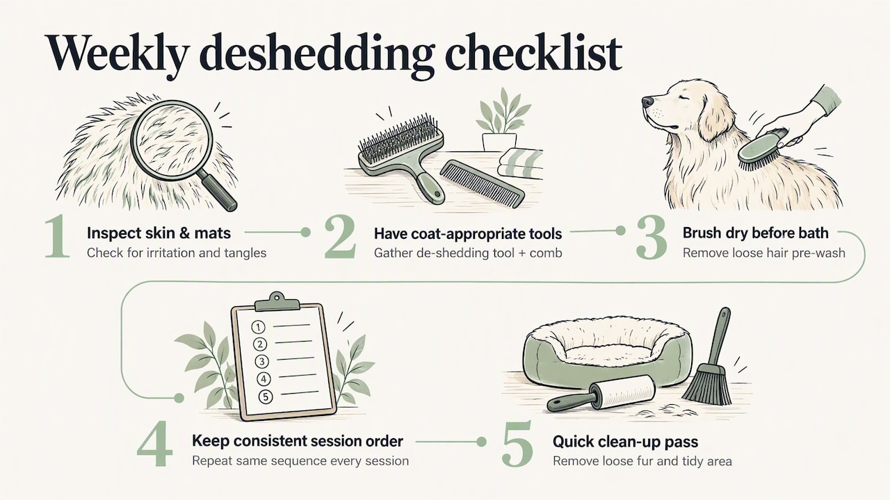 Five checks in a dog deshedding routine